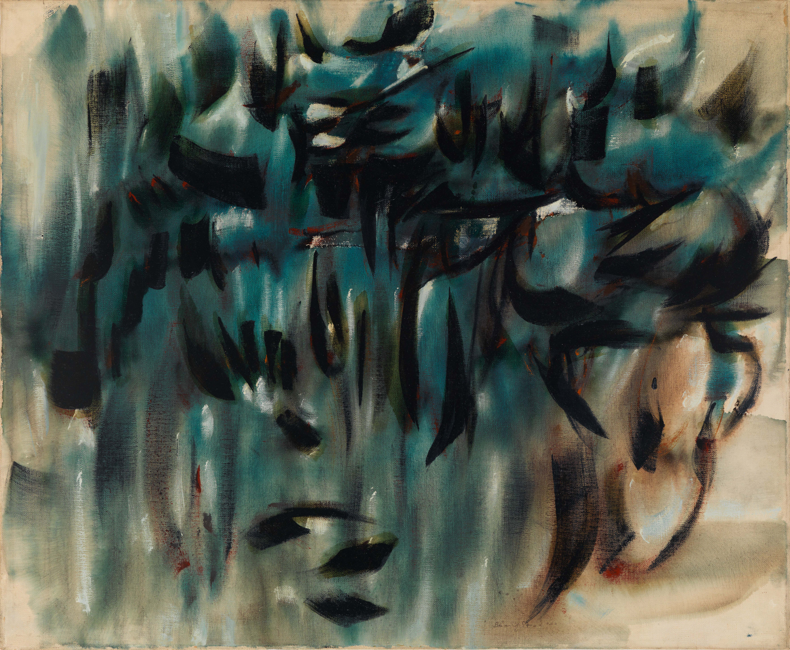 Peter Brüning, Ohne Titel, 1957, Öl auf Leinwand, 60 x 73 cm