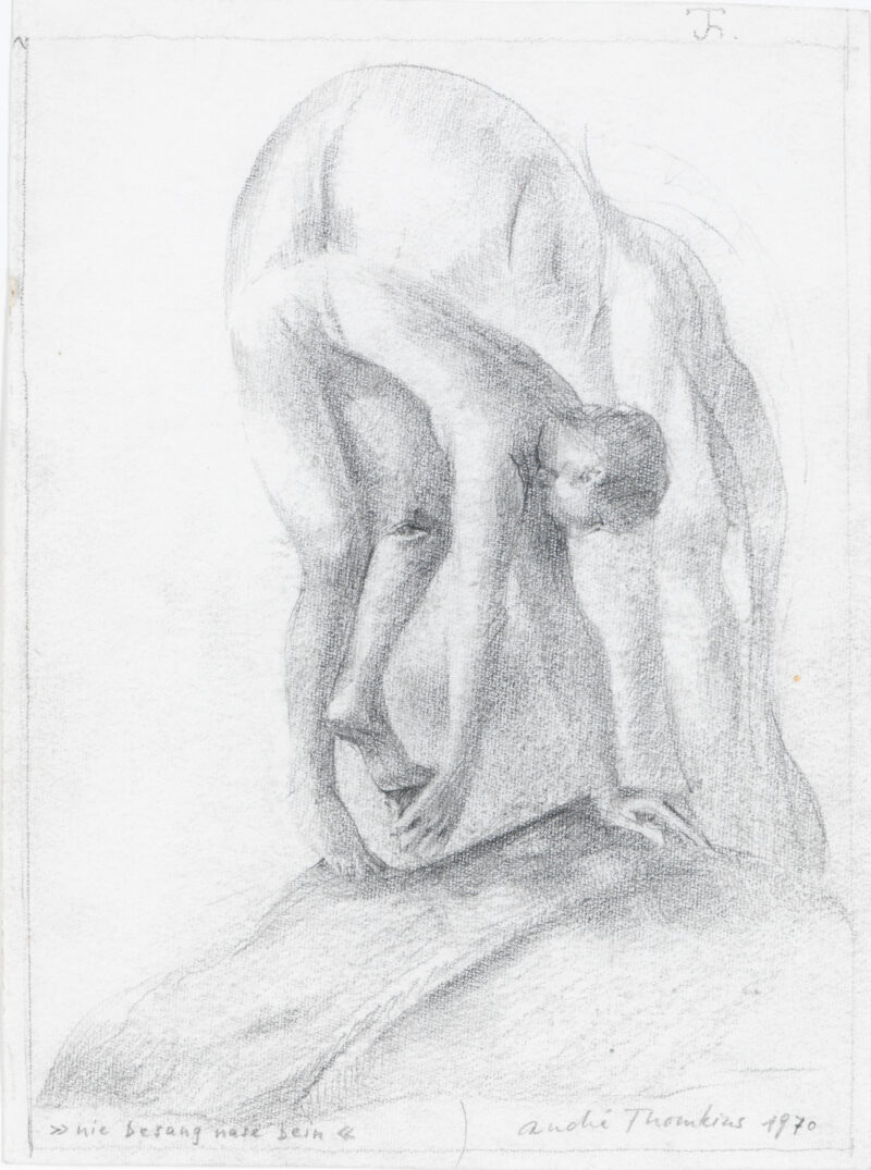André Thomkins, Nie besang nase bein, 1970 Pencil on paper, 17.2 x 12.7 cm | 6 3/4 x 5 inches